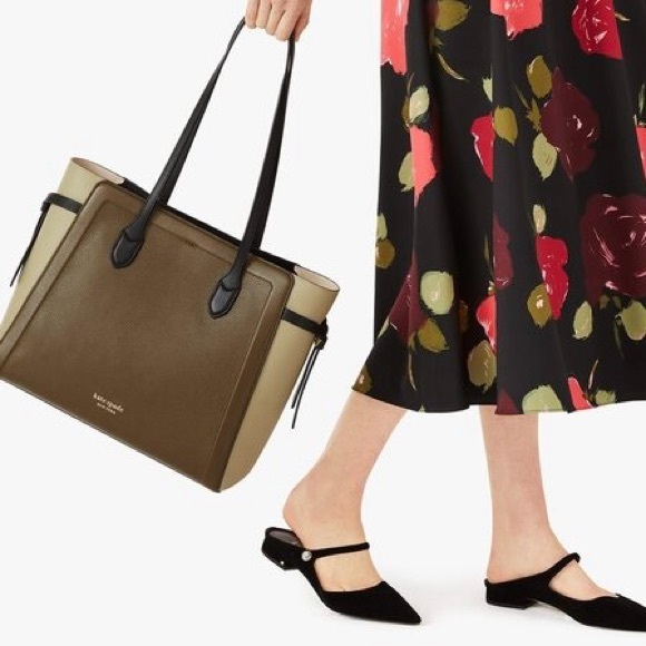 Kate Spade Green and Black Leather Tote Bag - Picture 1 of 7